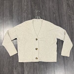 Madewell Greige Button-Up Vneck Cardigan Size Small